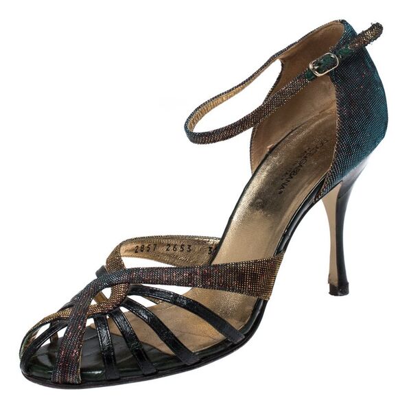 Dolce & Gabbana Multicolor Leather And Lamé Fabric Strappy Ankle Strap,New Products : American Fashion Style Bags On Sale